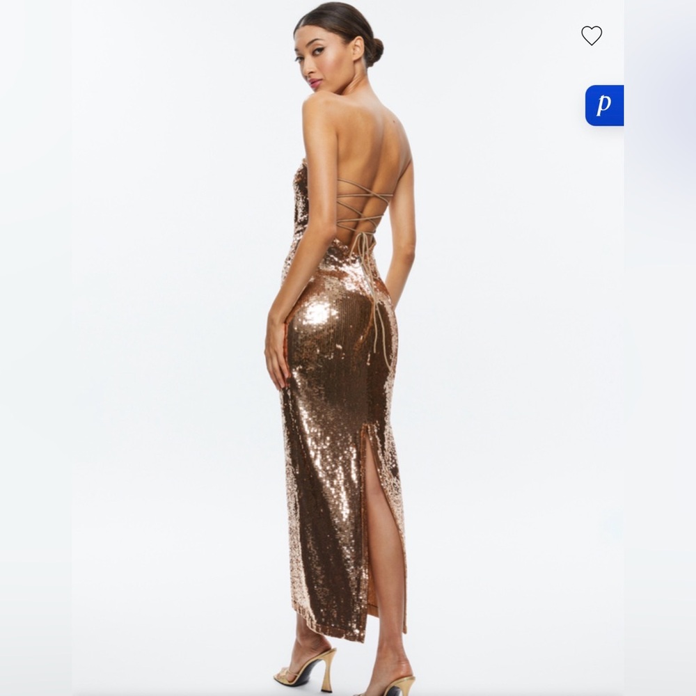 Alice + Olivia Strapless FiFi Gold Sequin Dress - Picture 2 of 11